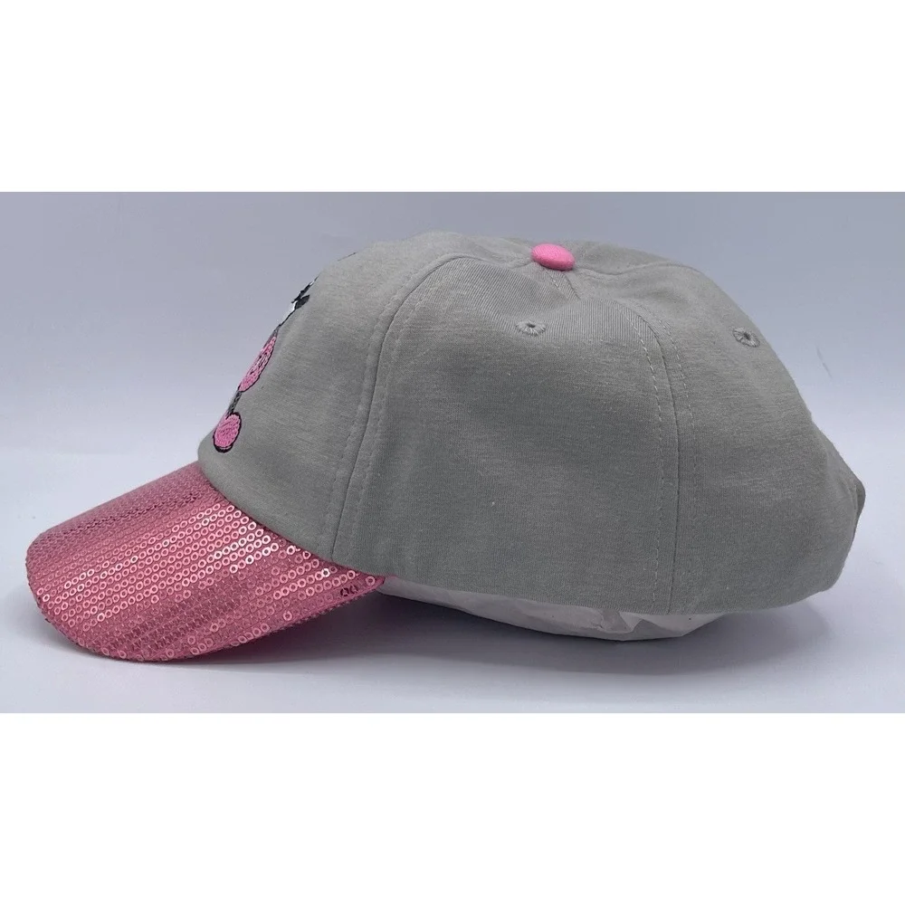 Walt Disney World Pink Sequin Mickey‎ Mouse Baseball Cap Hat Gray Adult 57-61CM